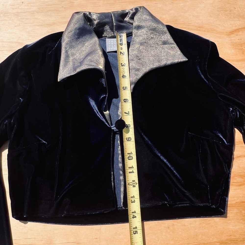 Rabbit Rabbit Rabbit Designs Navy Blue Velvet Cropped Jacket Metallic Silver L - Picture 3 of 6
